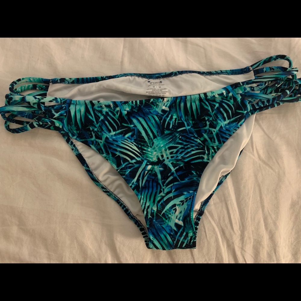 Strappy Palm Print VS Pink Bikini Bottoms
